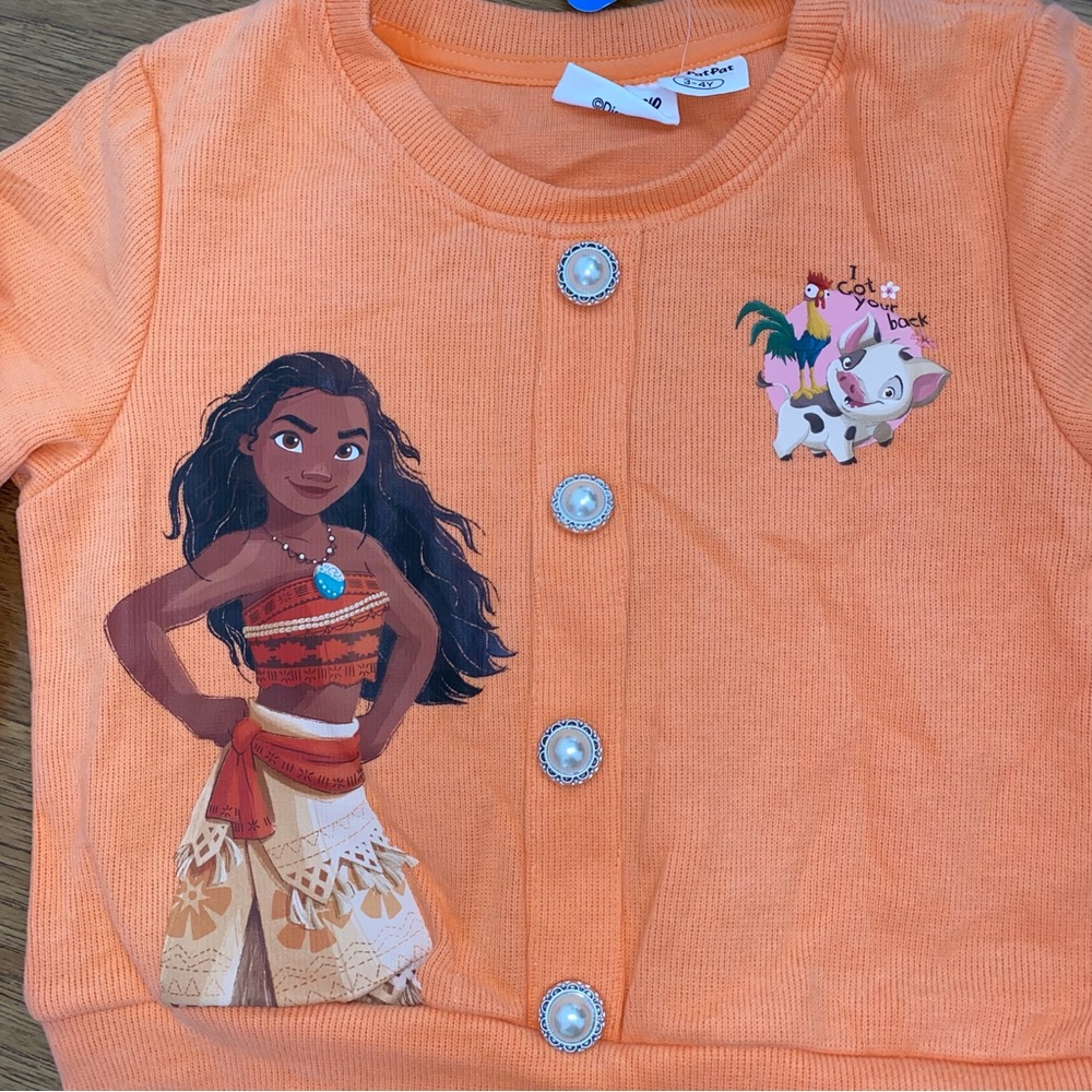 Disney PatPat Moana sweater skirt set girls 3-4 3T 4T Heihei Pua plaid outfit - Picture 10 of 11